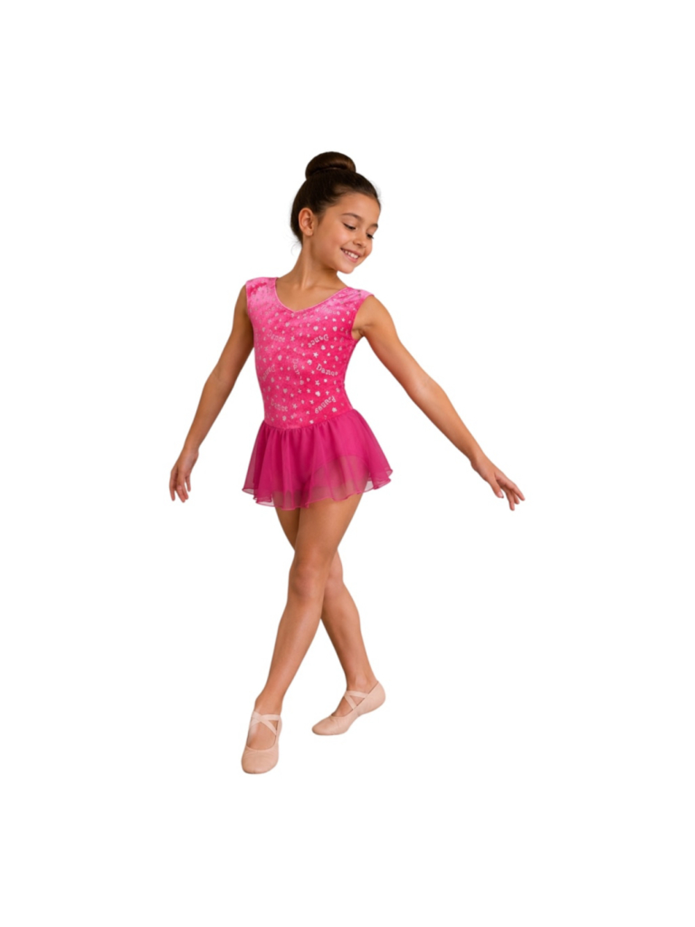 Jacques Moret Girls Pink Velvet Dance Leotard Dress Skirted Ballet Size 6/7